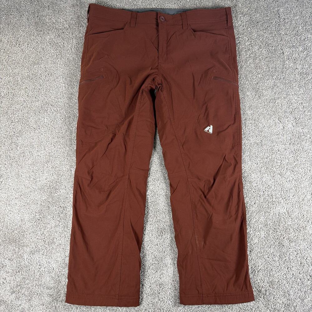 Eddie Bauer Pants Mens 40x30 Brick Red Fleece Lined First Ascent Hiking Cargo